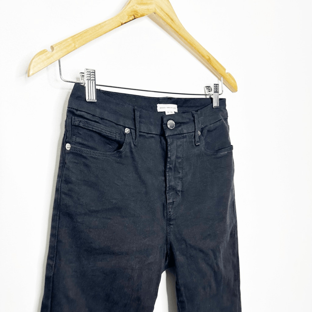 GOOD AMERICAN womens 6 28 GOOD LEGS SKINNY JEANS Black stretch GAGL001 - Picture 3 of 7